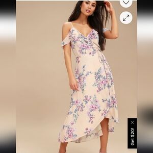 Lulus Bouquet Blooms Floral Wrap Dress NWT